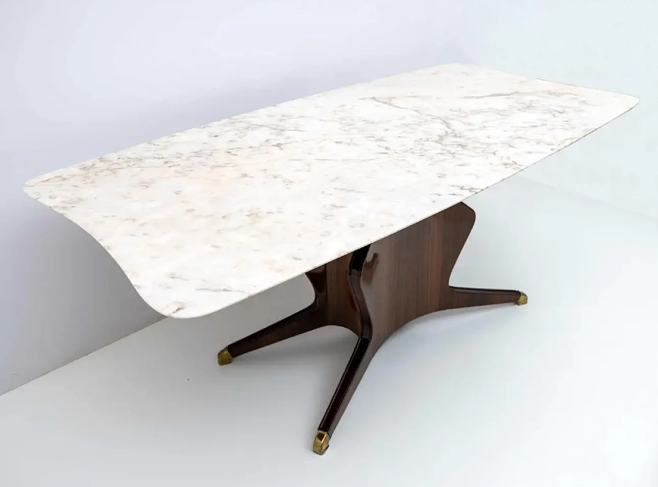 Wood, brass and marble dining table by Osvaldo Borsani, 1950s 8