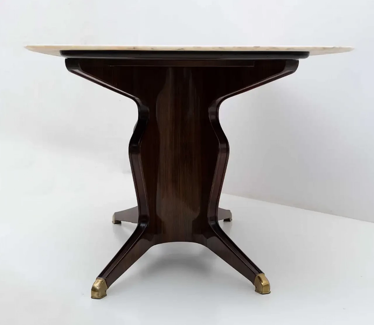 Wood, brass and marble dining table by Osvaldo Borsani, 1950s 9