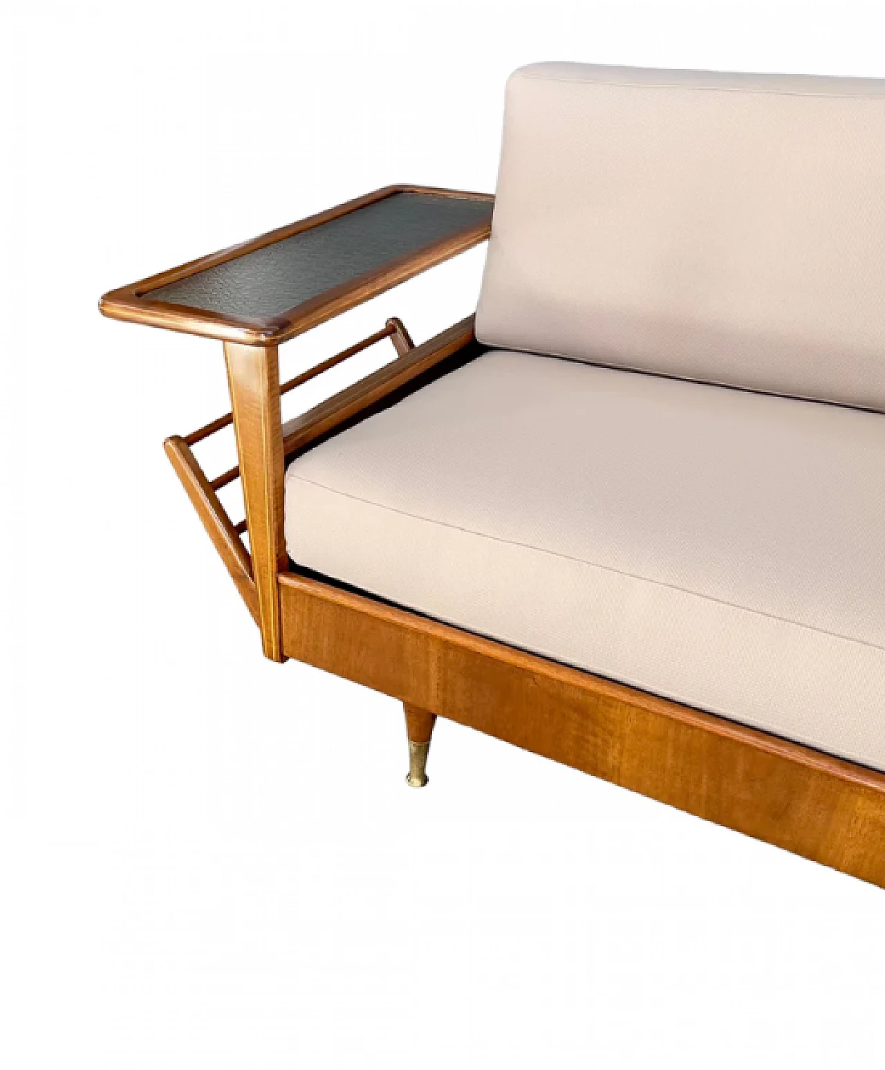 Two-seater sofa in wood and fabric, 1950s 4
