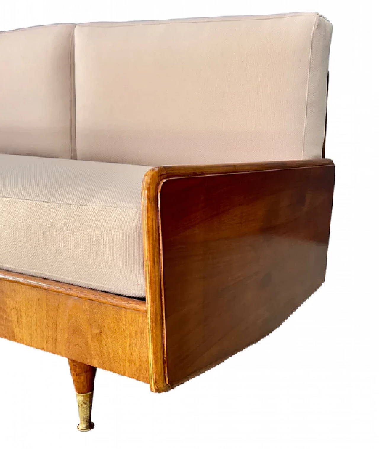 Two-seater sofa in wood and fabric, 1950s 5