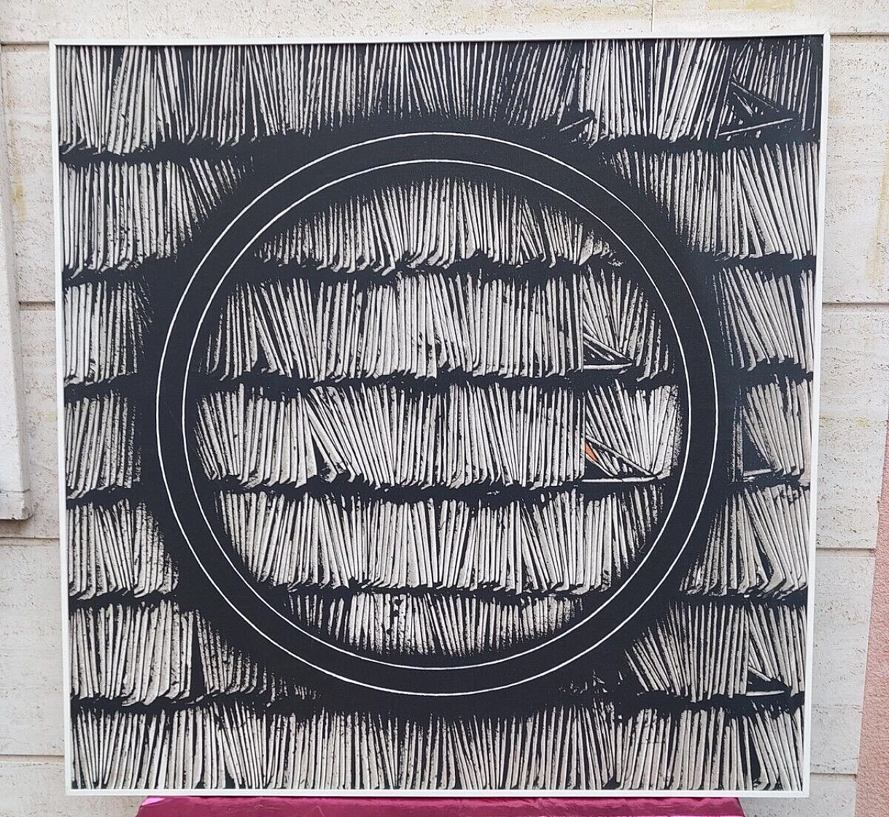 Emilio Scanavino, Texture with circle, screen print on canvas, 1973 5