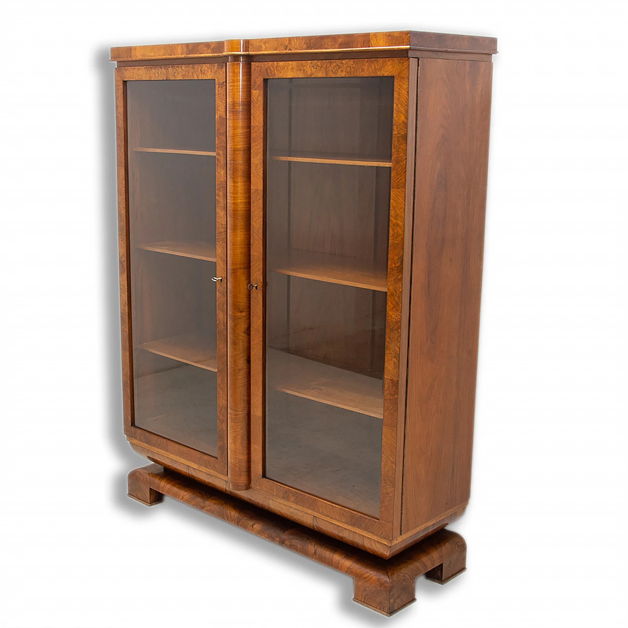 Walnut Art Deco bookcase, 1930s 1