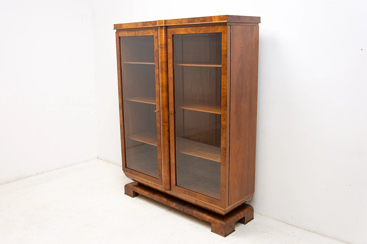 Walnut Art Deco bookcase, 1930s 2