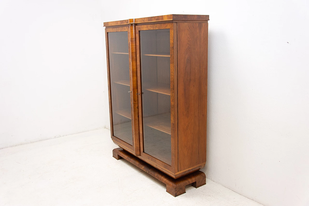 Walnut Art Deco bookcase, 1930s 3