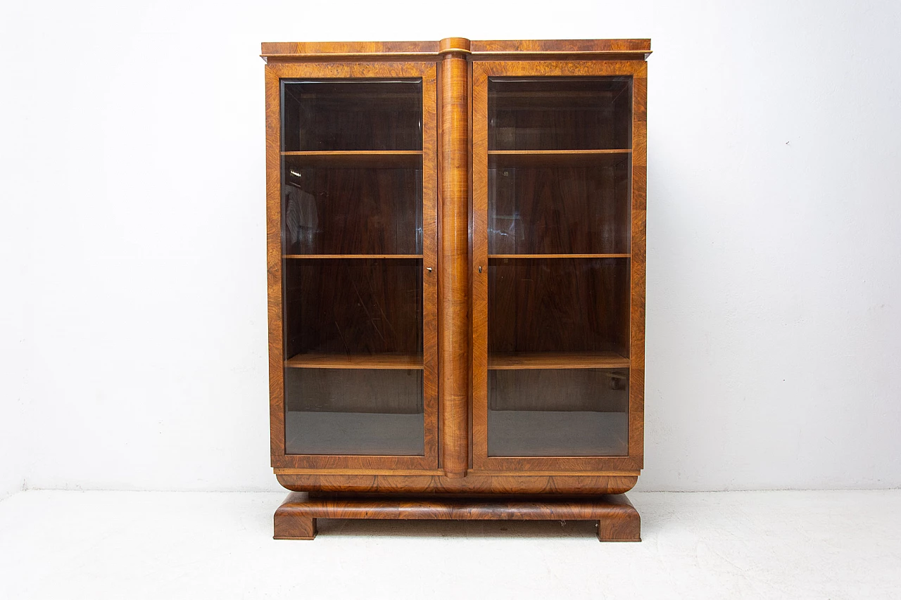 Walnut Art Deco bookcase, 1930s 16