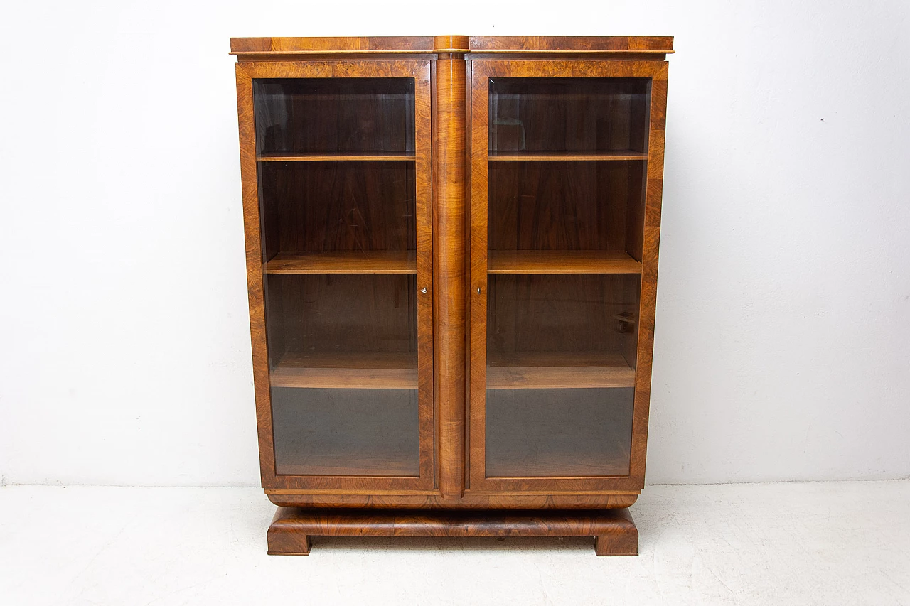 Walnut Art Deco bookcase, 1930s 17