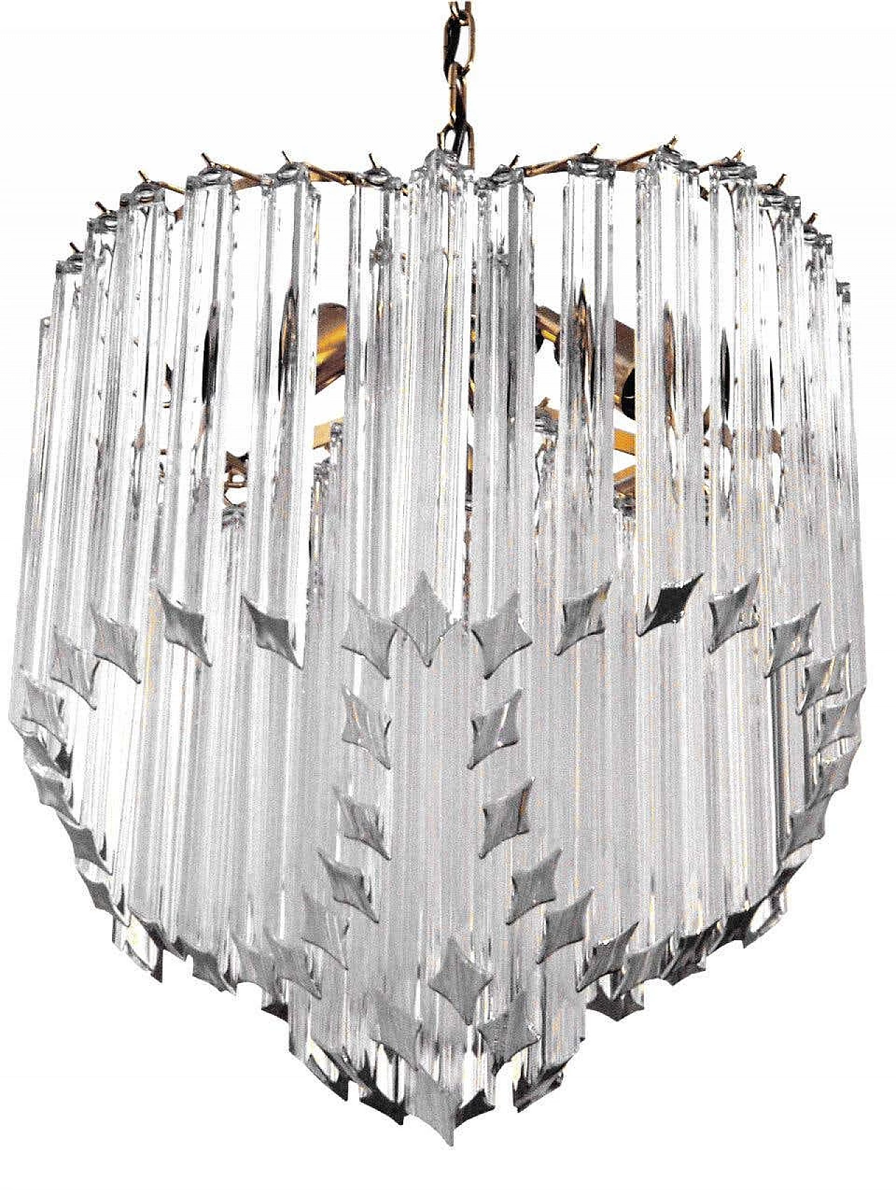 Chandelier with crystal quadrilobes by Paolo Venini, 1970s 1