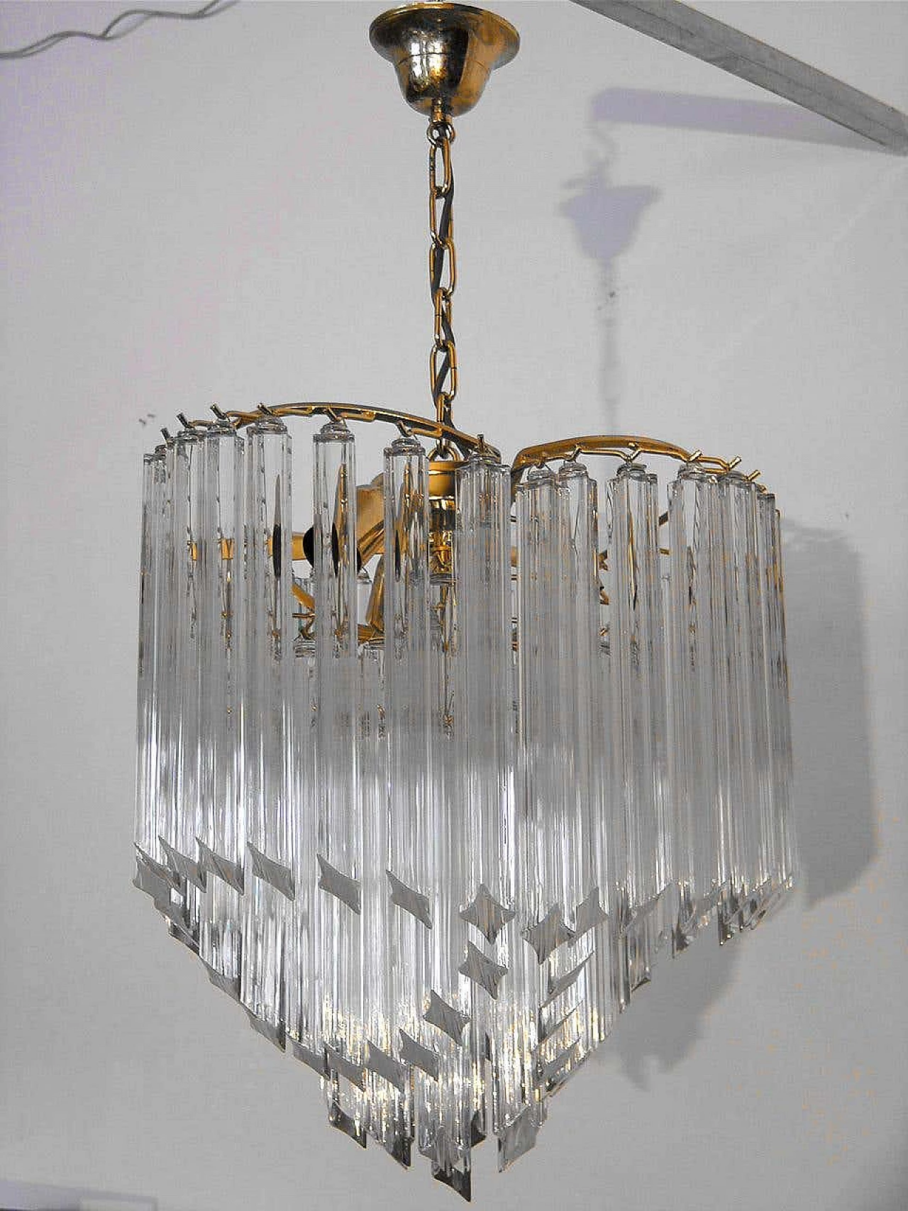 Chandelier with crystal quadrilobes by Paolo Venini, 1970s 3