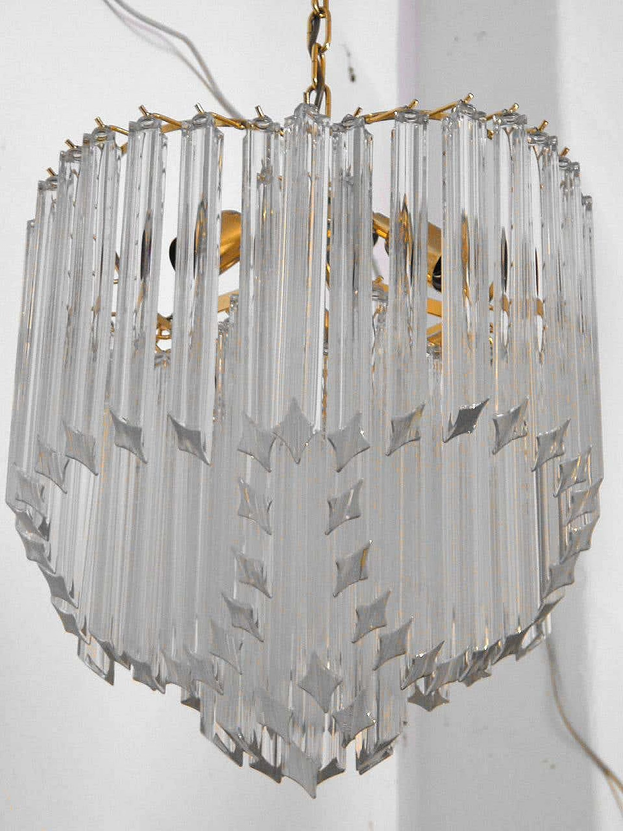 Chandelier with crystal quadrilobes by Paolo Venini, 1970s 4