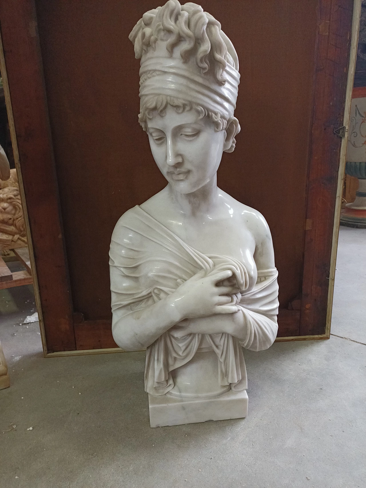 Carrara marble Juliette Récamier sculpture, 1950s 1