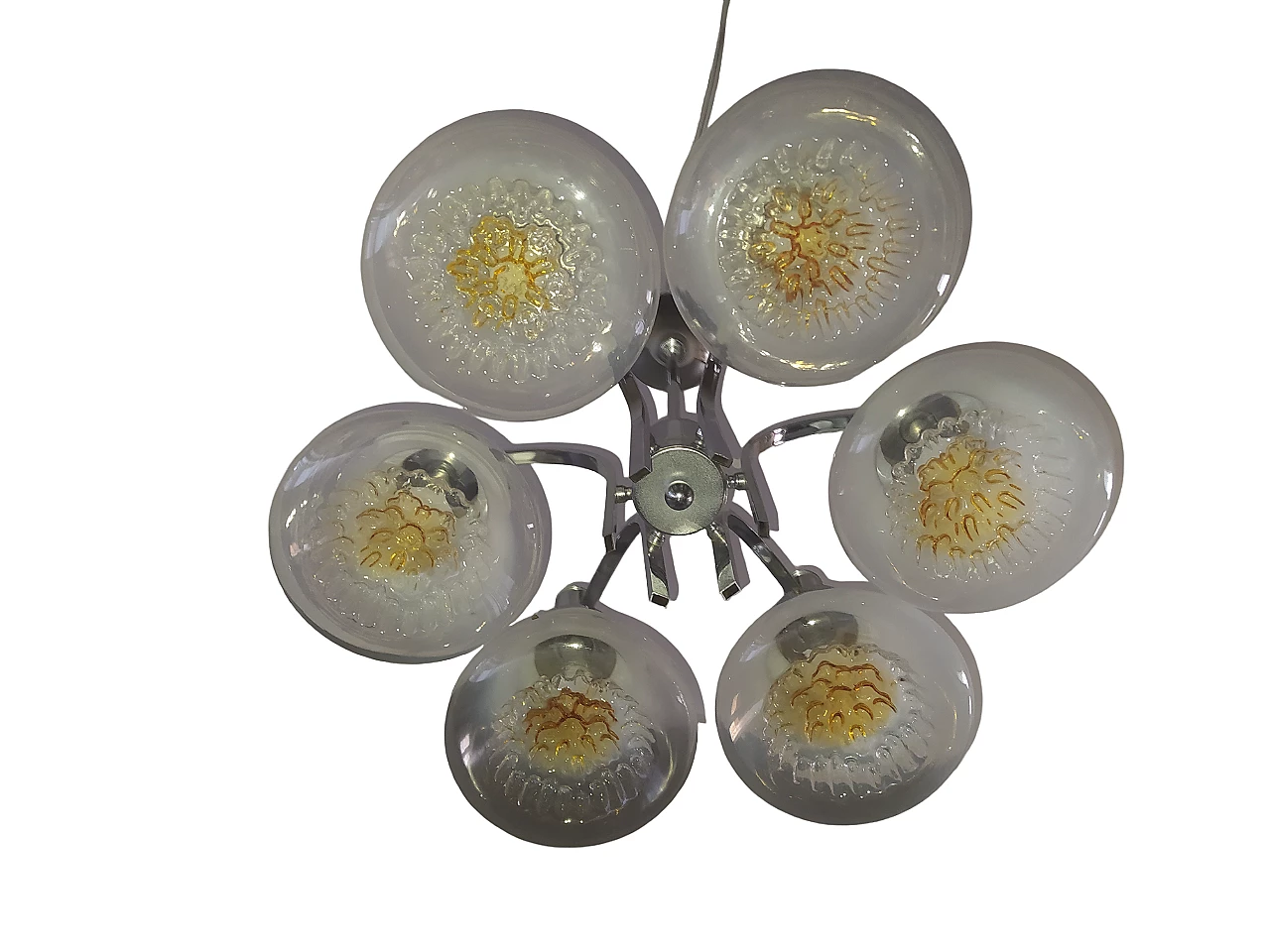 Six-light chandelier in the style of Toni Zuccheri, 1970s 2