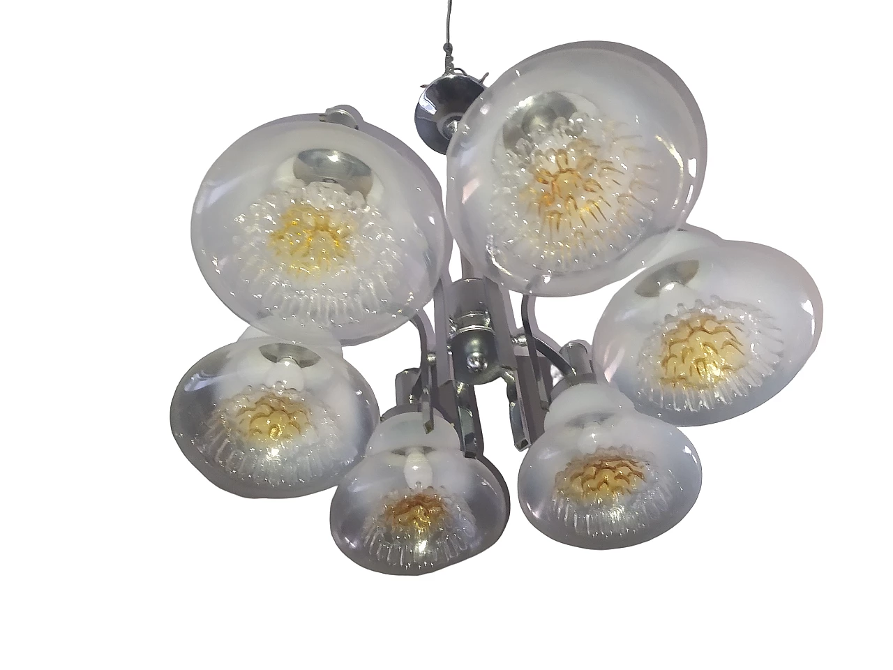 Six-light chandelier in the style of Toni Zuccheri, 1970s 3