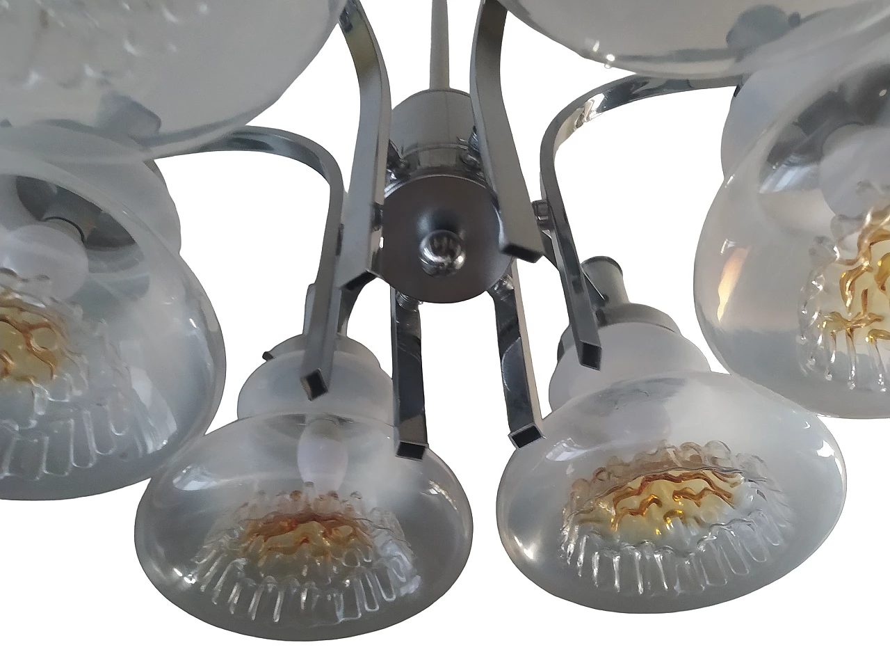 Six-light chandelier in the style of Toni Zuccheri, 1970s 4