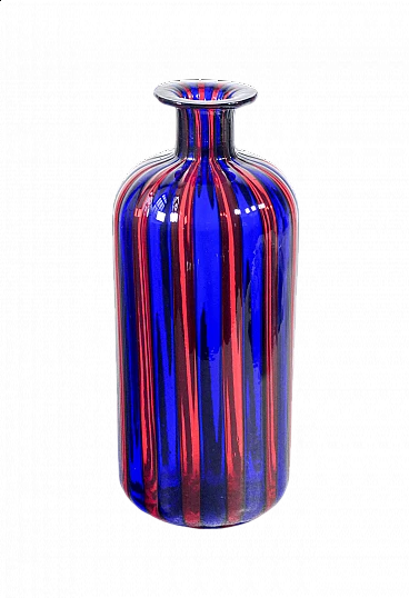 Murano blown glass reed vase in the style of Paolo Venini, 1950s