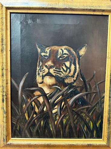 Tiger, oil painting on canvas, early 20th century