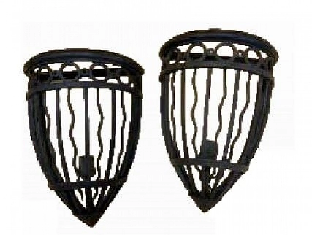 Pair of Art Deco wrought iron wall lights 4