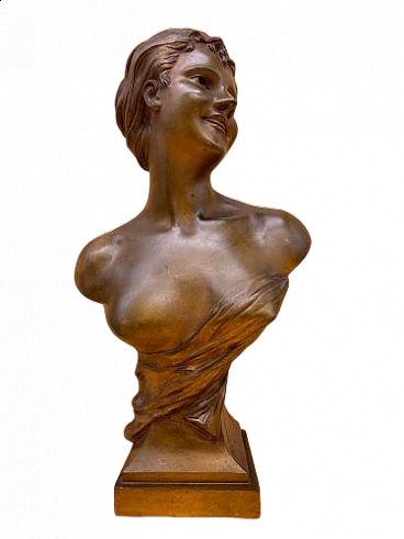 Alexandre Charpentier, female bust, bronze sculpture