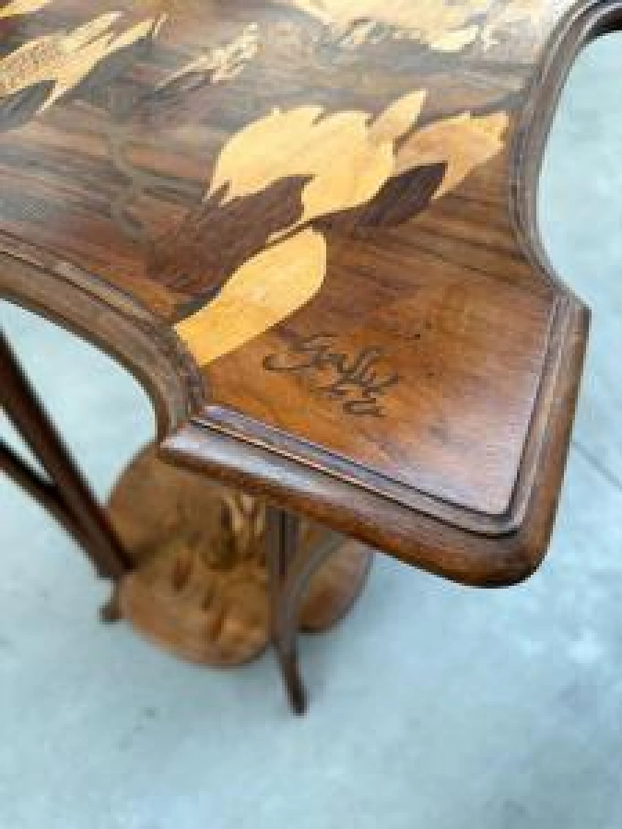 Wood coffee table with double shelf by Émile Gallé 3