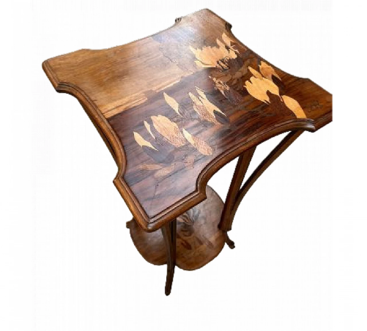 Wood coffee table with double shelf by Émile Gallé 6