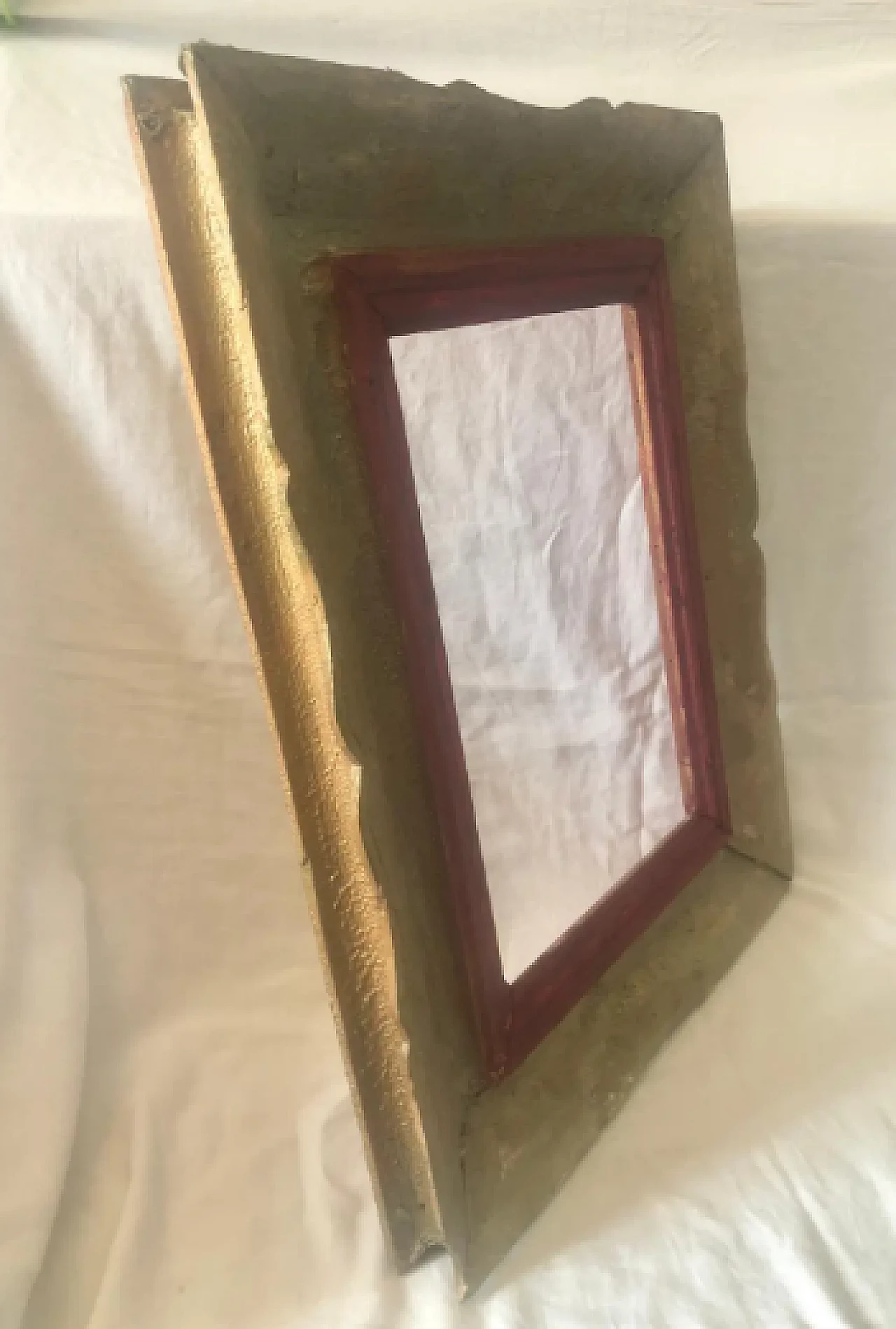 Gilded wooden frame with gold and wine red highlights, 1940s 5