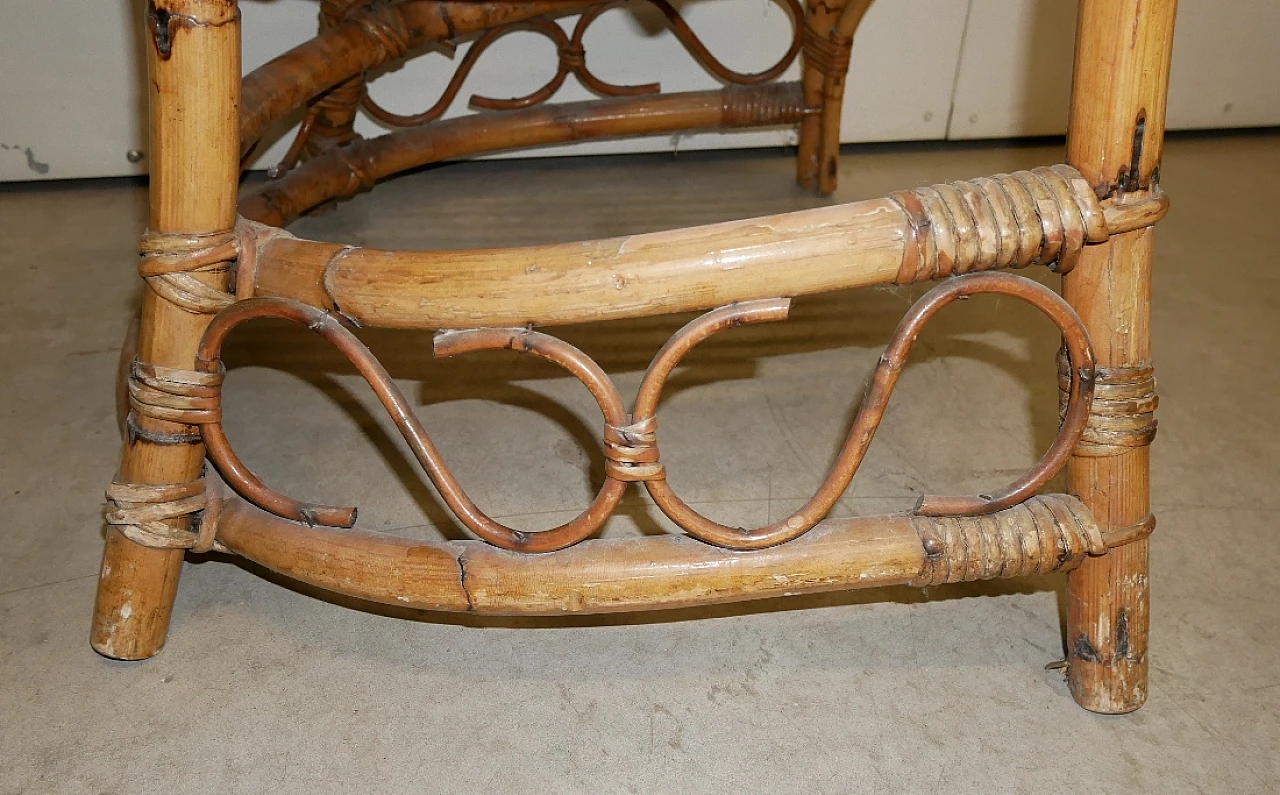 Bamboo and rattan cockpit armchair, 1970s 8