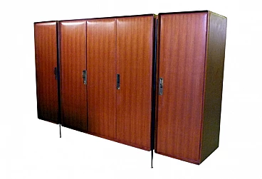 Five-door wood wardrobe by Silvio Cavatorta, 1950s