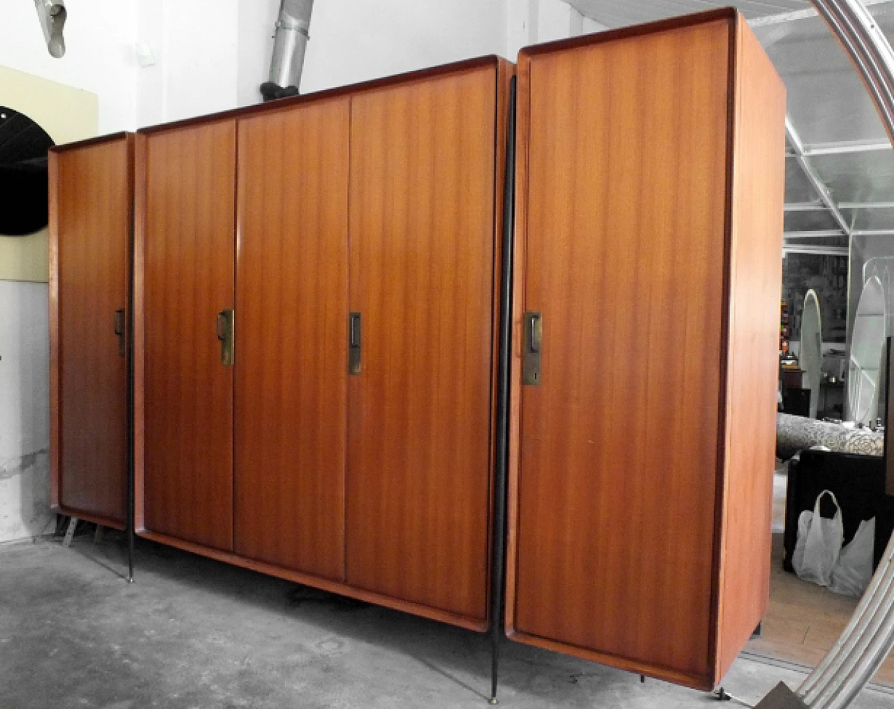 Five-door wood wardrobe by Silvio Cavatorta, 1950s 2