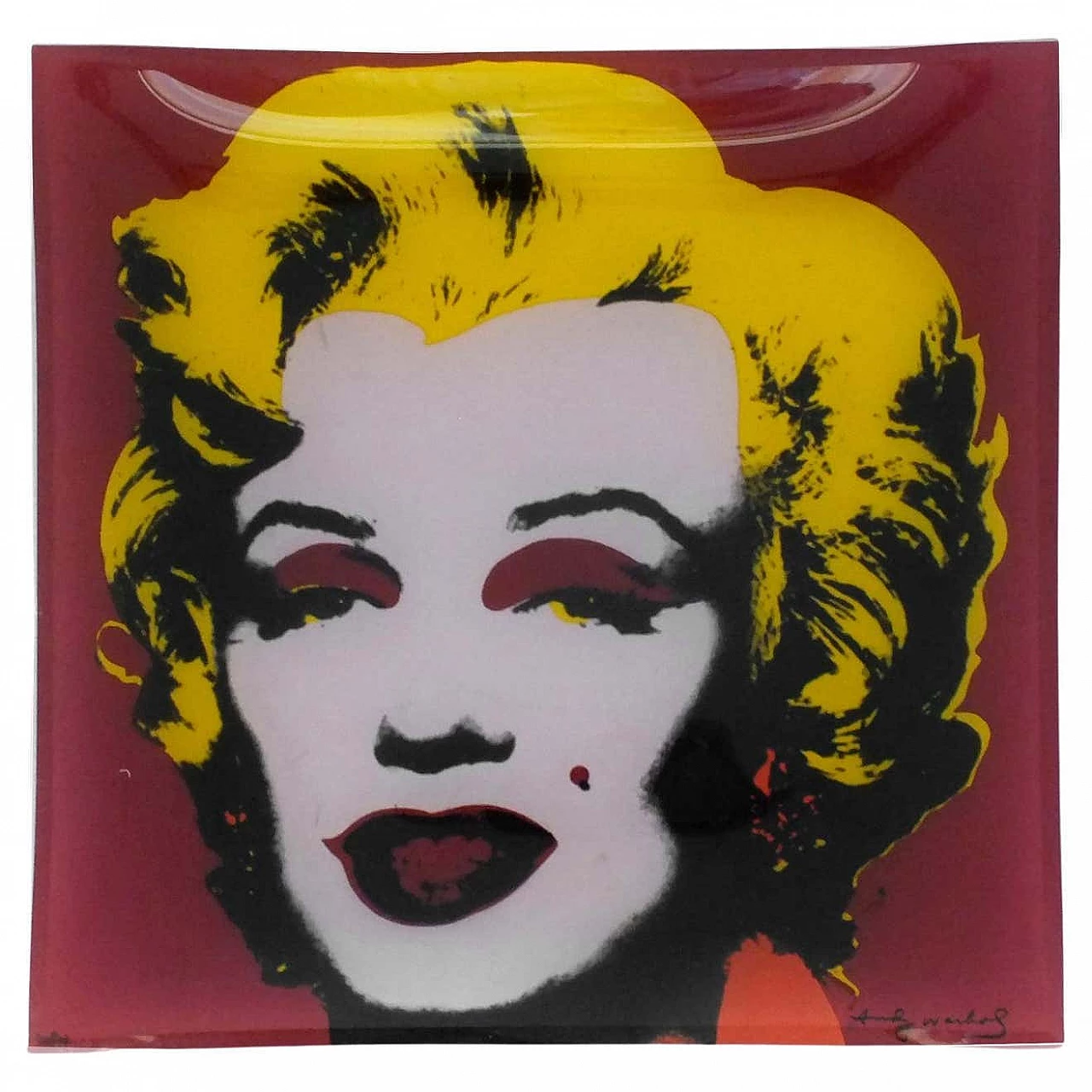 Piatto quadrato Marilyn Monroe in vetro di Andy Warhol per Rosenthal, anni '80 1