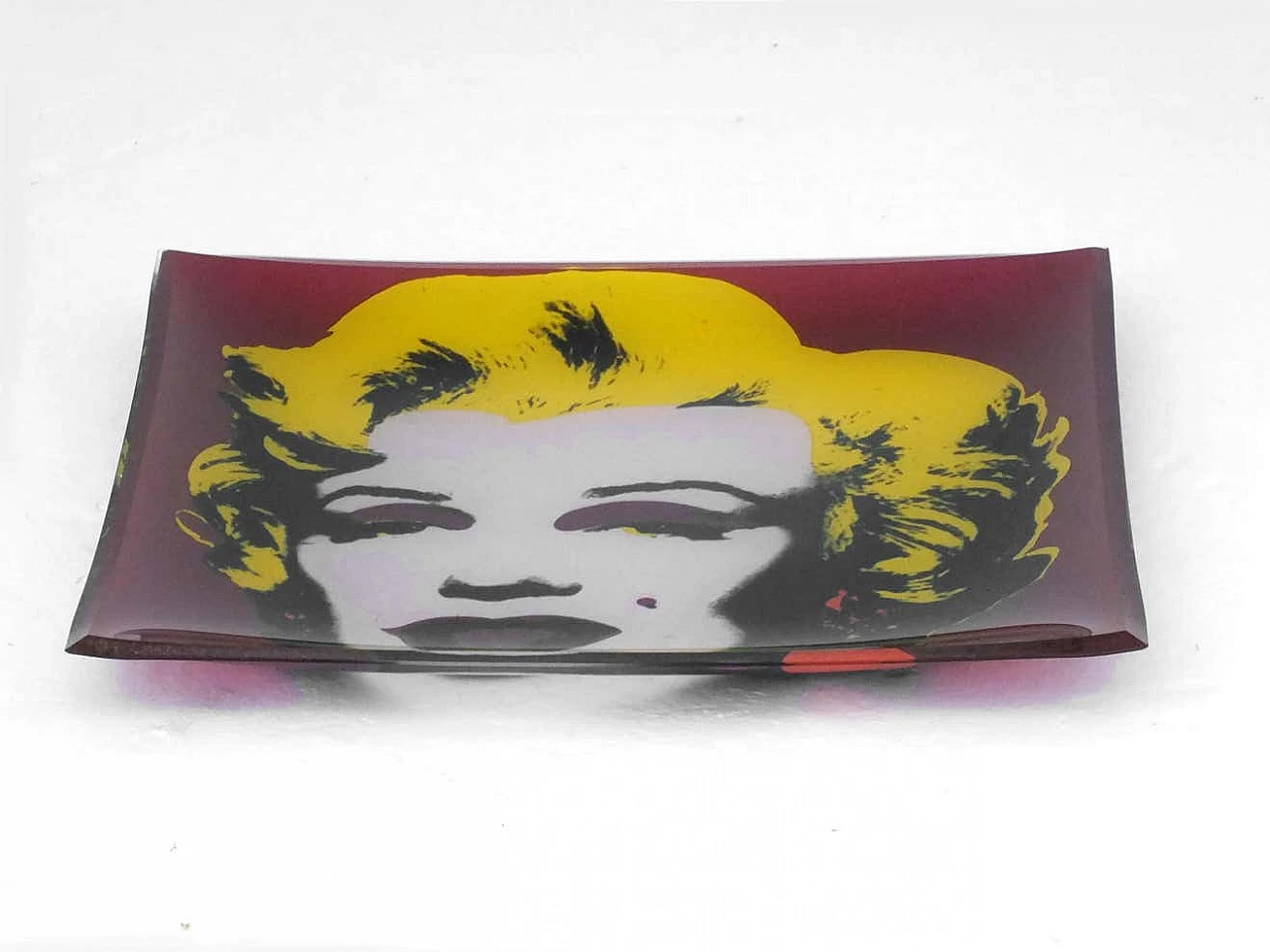 Piatto quadrato Marilyn Monroe in vetro di Andy Warhol per Rosenthal, anni '80 3