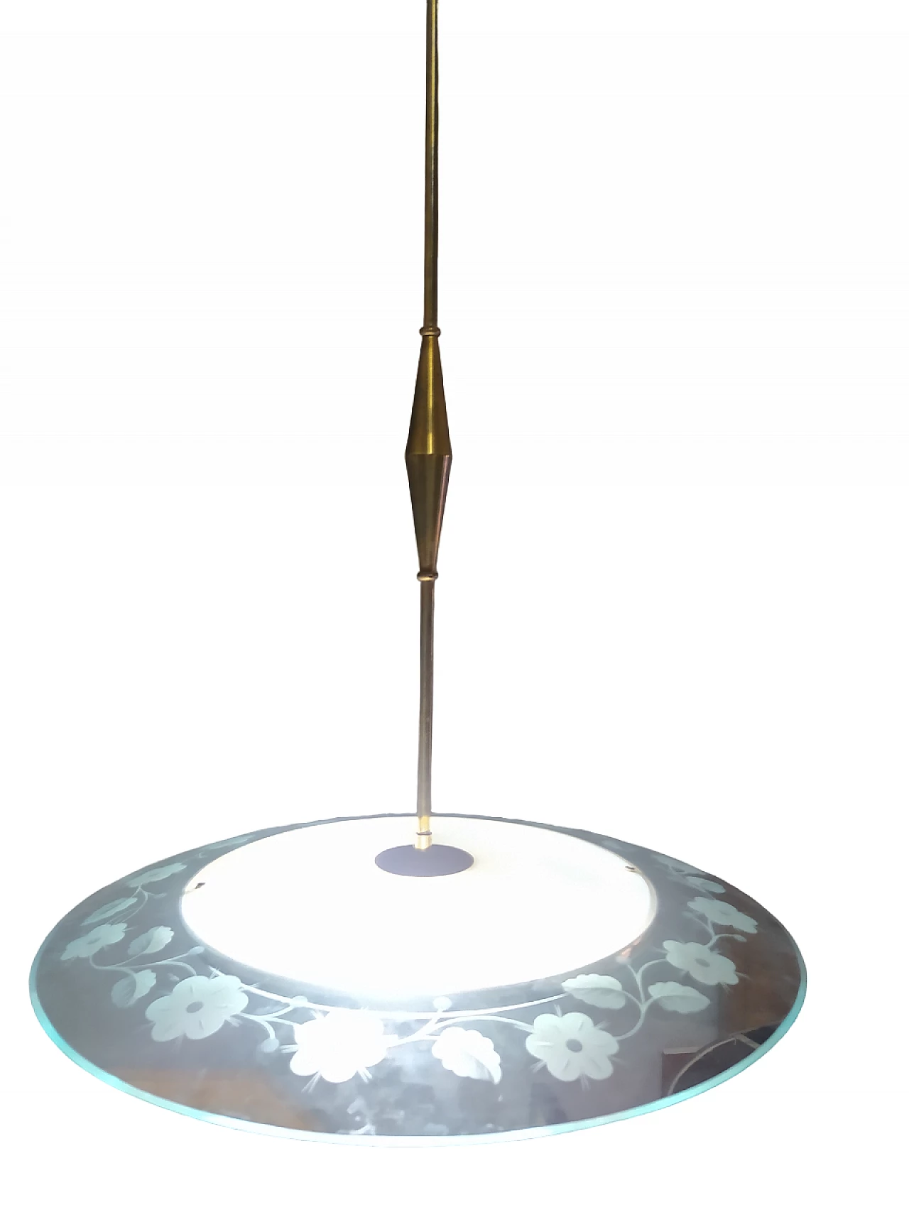 Glass and brass chandelier in the style of Pietro Chiesa, 1950s 3