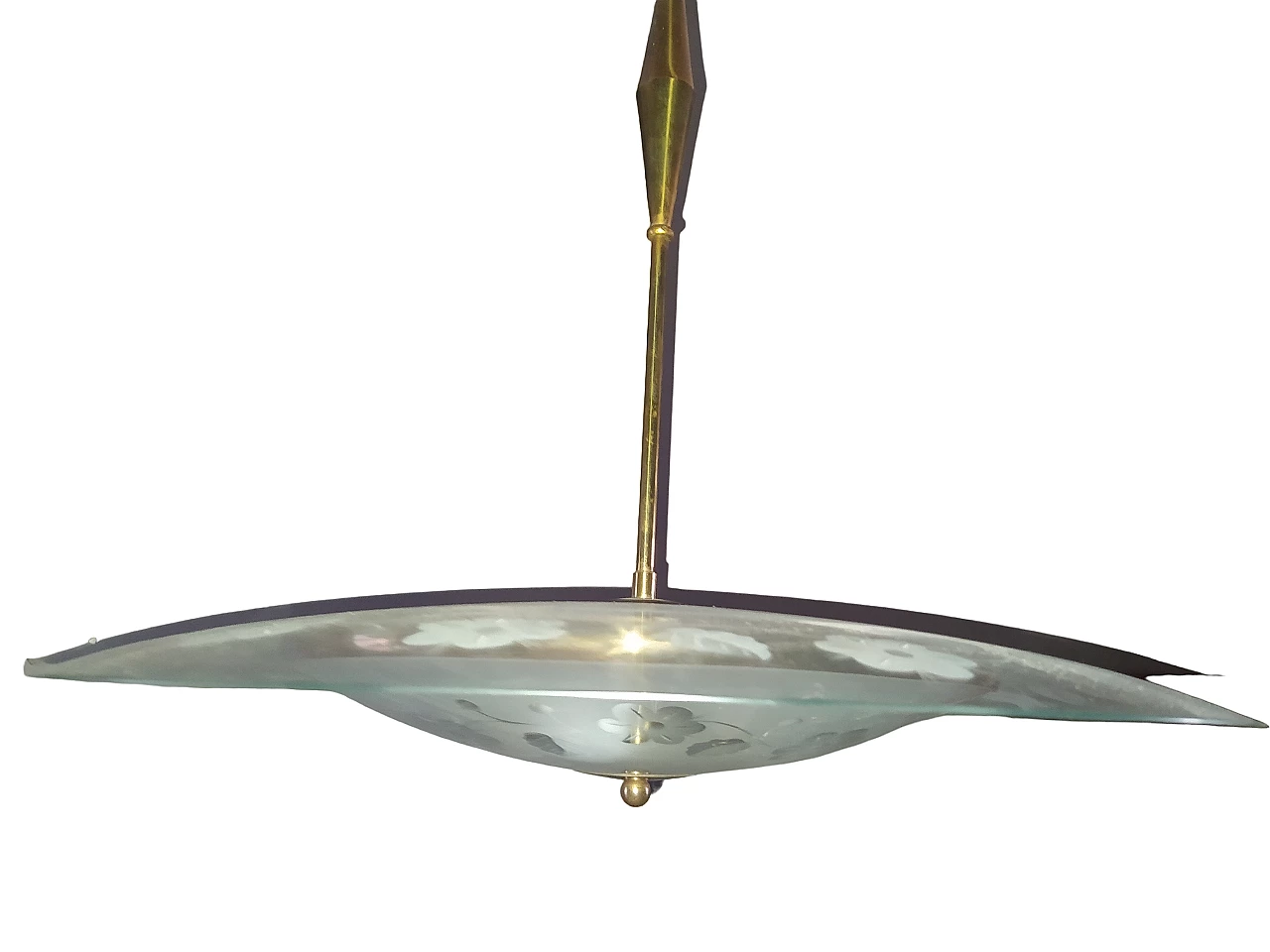 Glass and brass chandelier in the style of Pietro Chiesa, 1950s 5