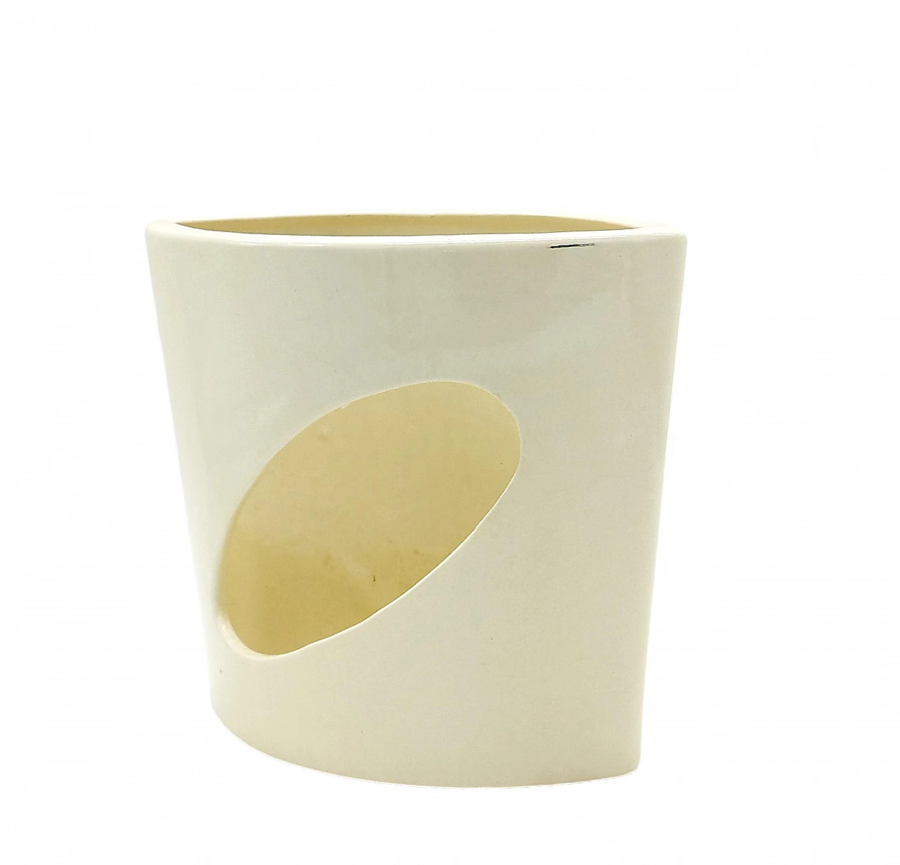 Cachepot in ceramica smaltata avorio nello stile di Antonia Campi, anni '70 3