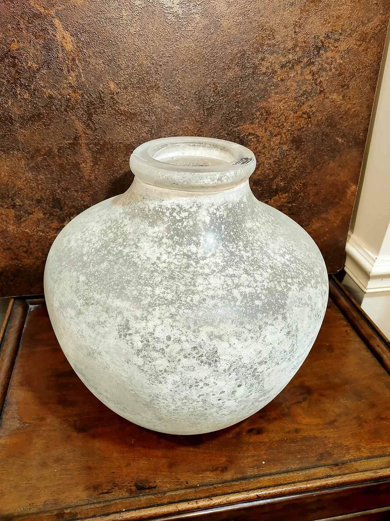 Glass Scavo vase by Seguso, 1980s 3