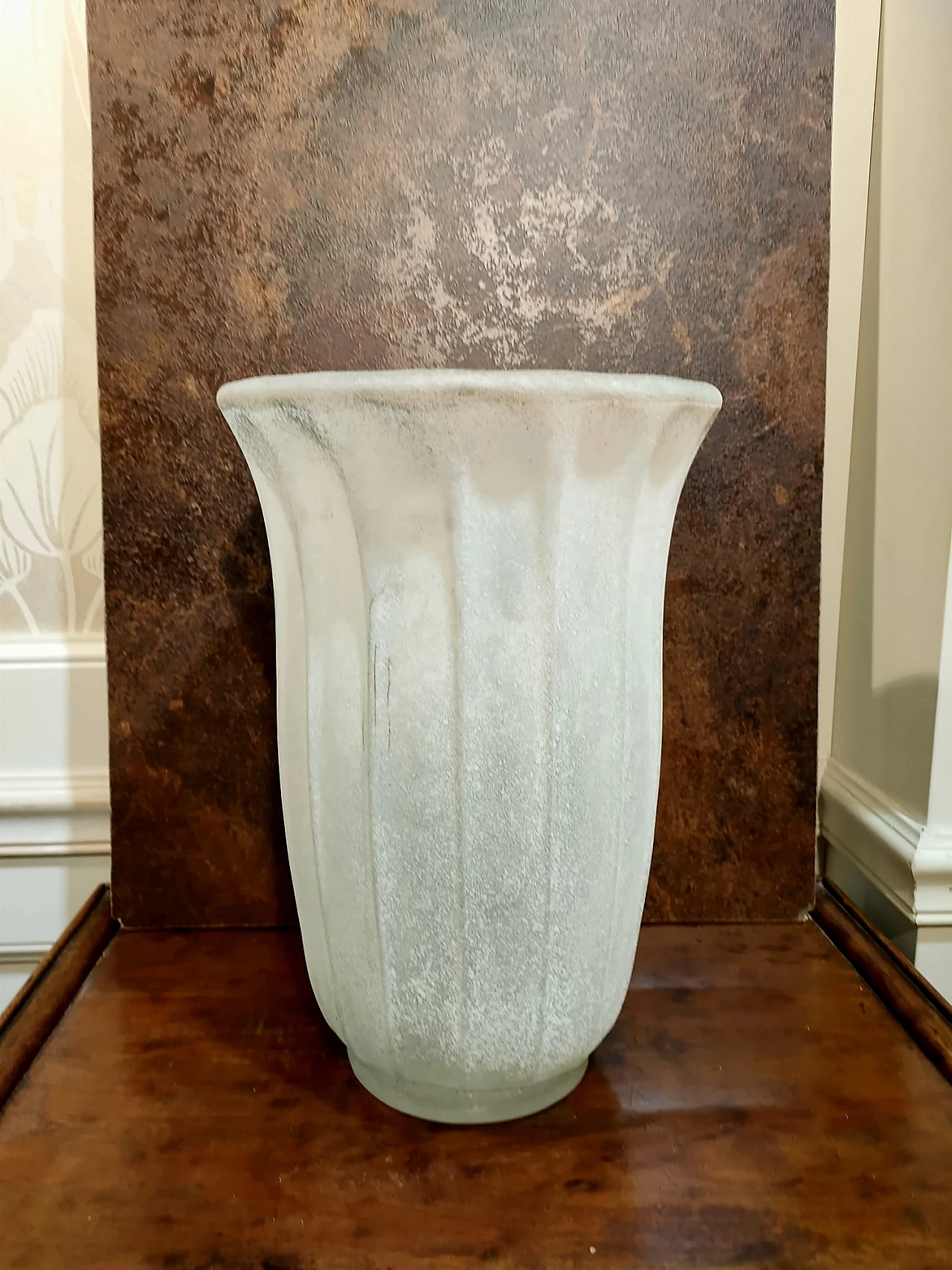 Fluted white glass Scavo vase by Seguso, 1980s 6