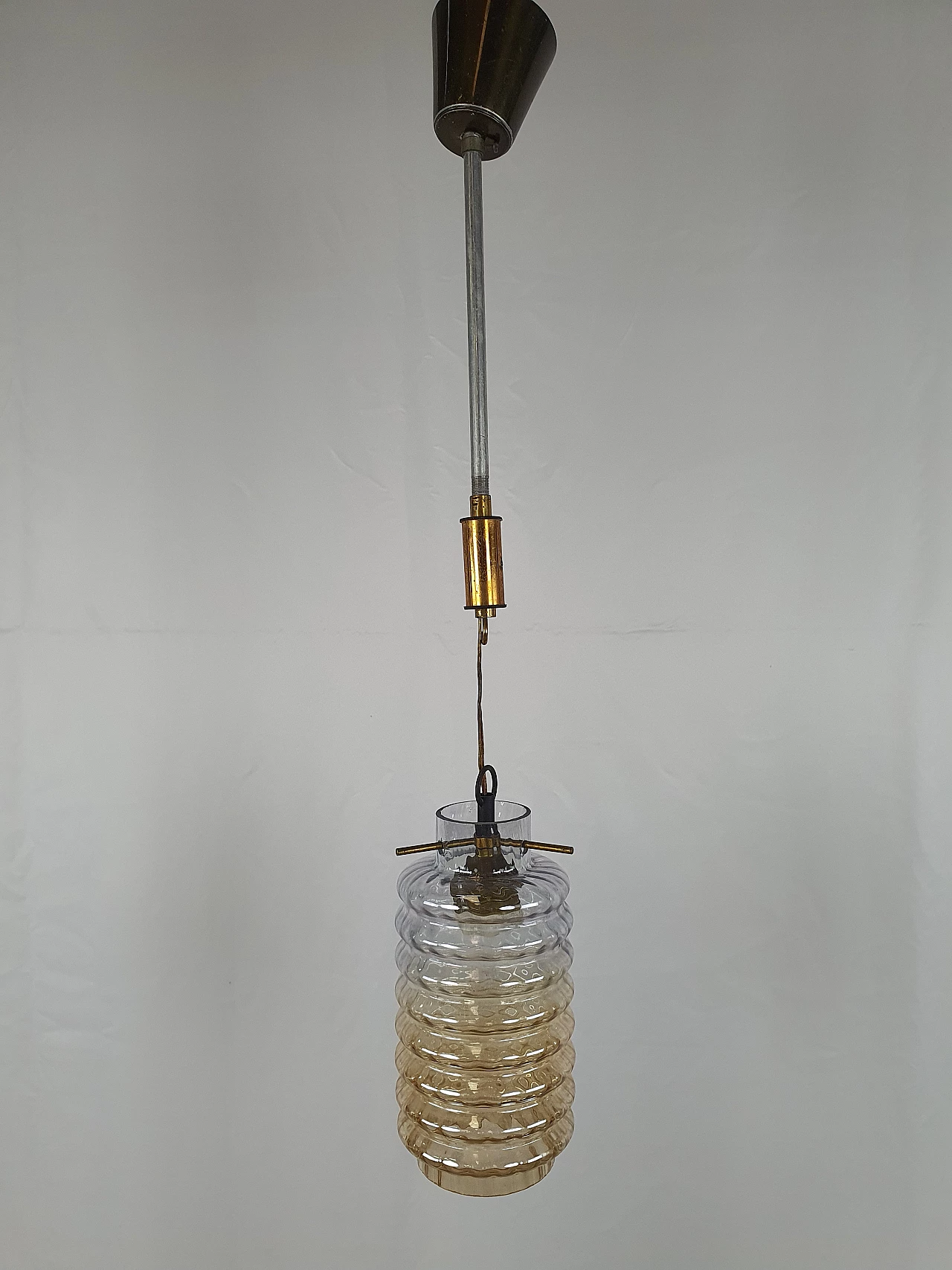 Tubular chandelier in glass and smoked glass, 1970s 1