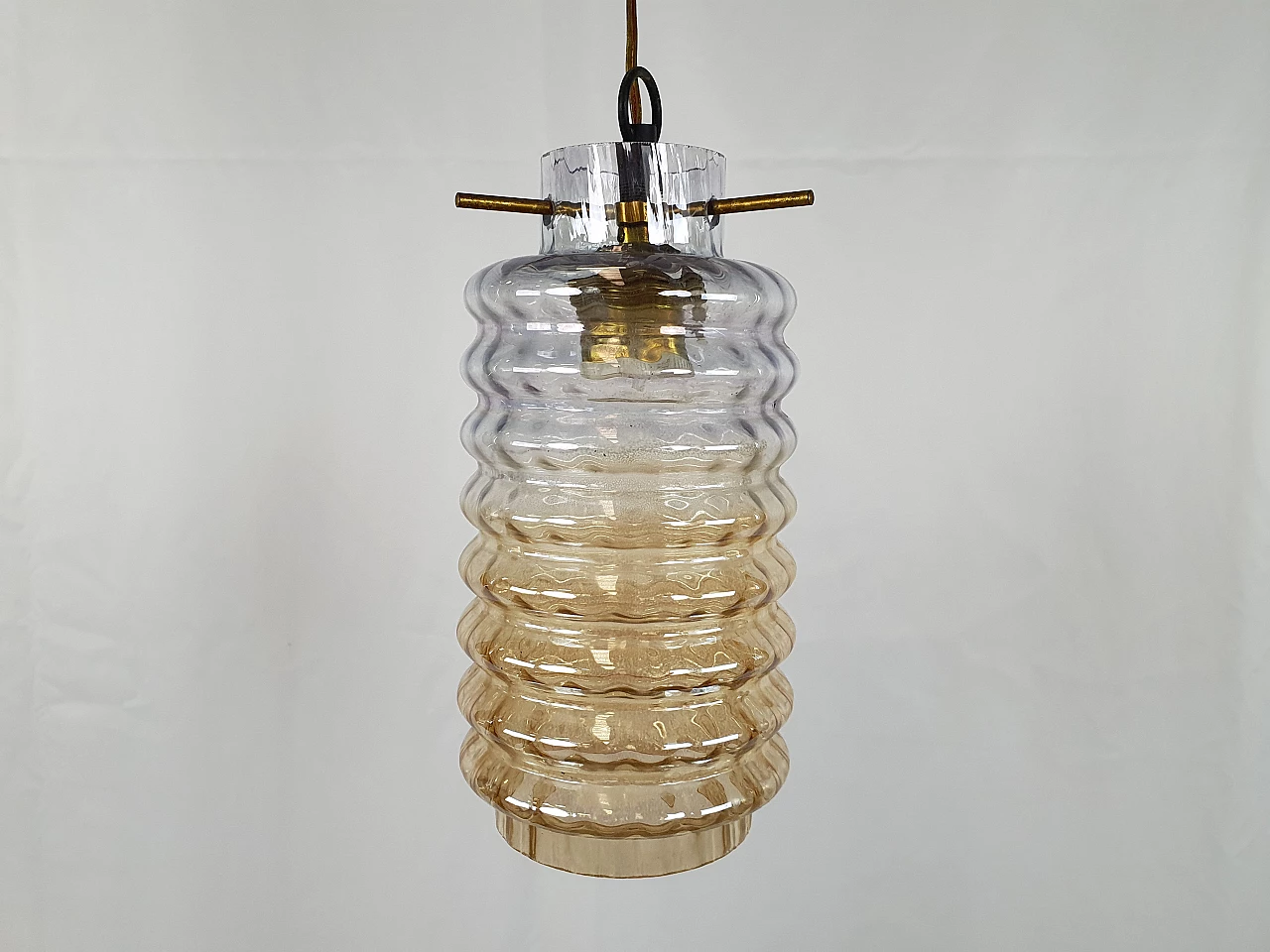 Tubular chandelier in glass and smoked glass, 1970s 2