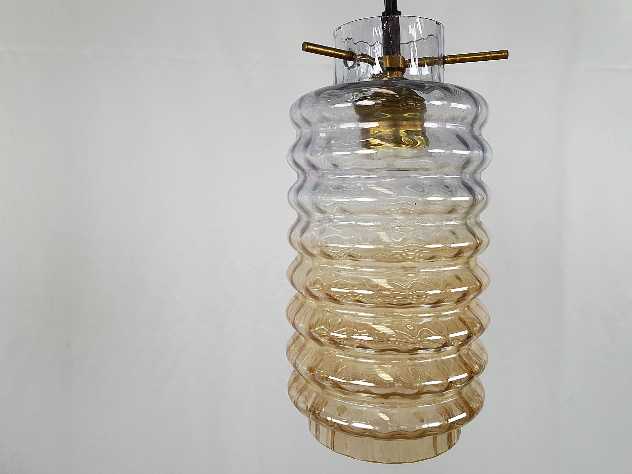 Tubular chandelier in glass and smoked glass, 1970s 3