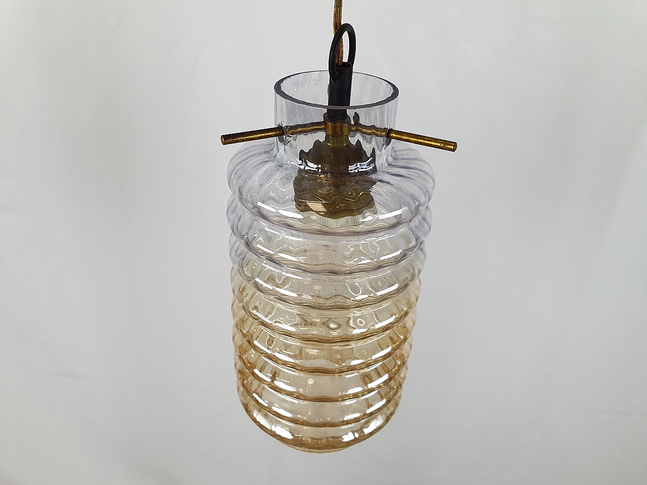 Tubular chandelier in glass and smoked glass, 1970s 4