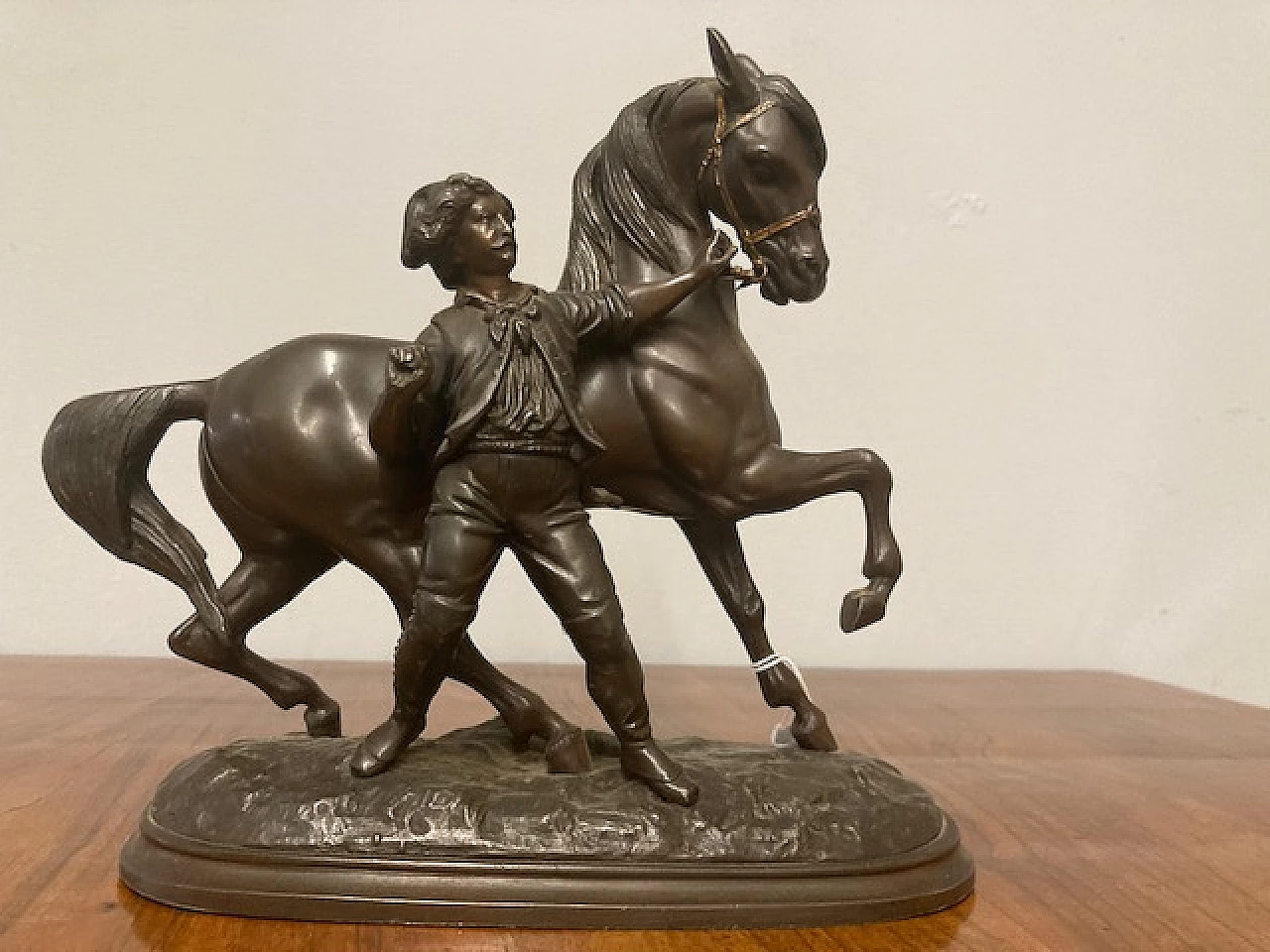 Antimony horse and man sculpture, late 19th century 1