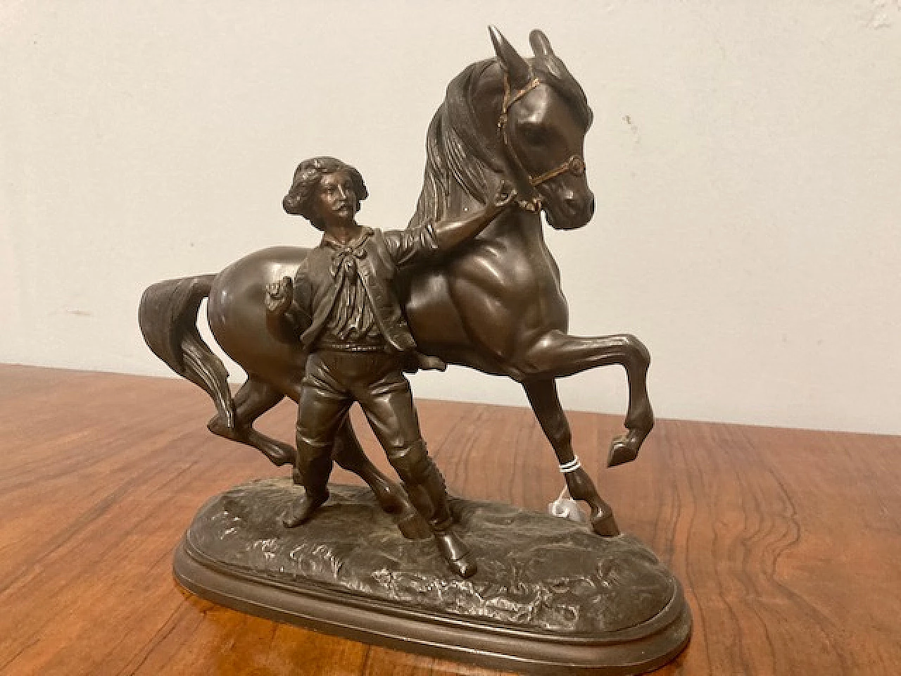 Antimony horse and man sculpture, late 19th century 11