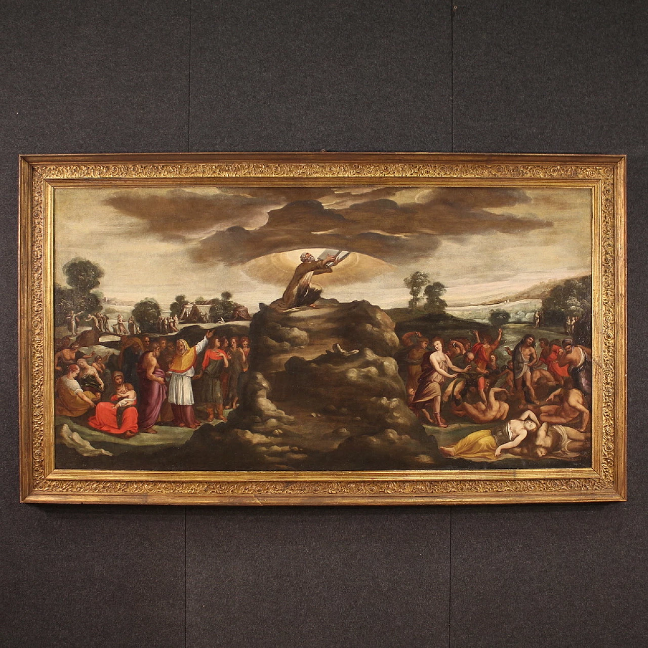 Painting of Moses receiving the Tables of the Law, oil on canvas, 17th century 1