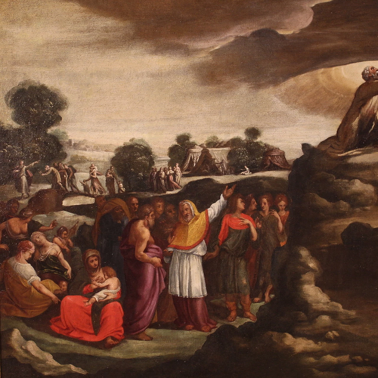 Painting of Moses receiving the Tables of the Law, oil on canvas, 17th century 4