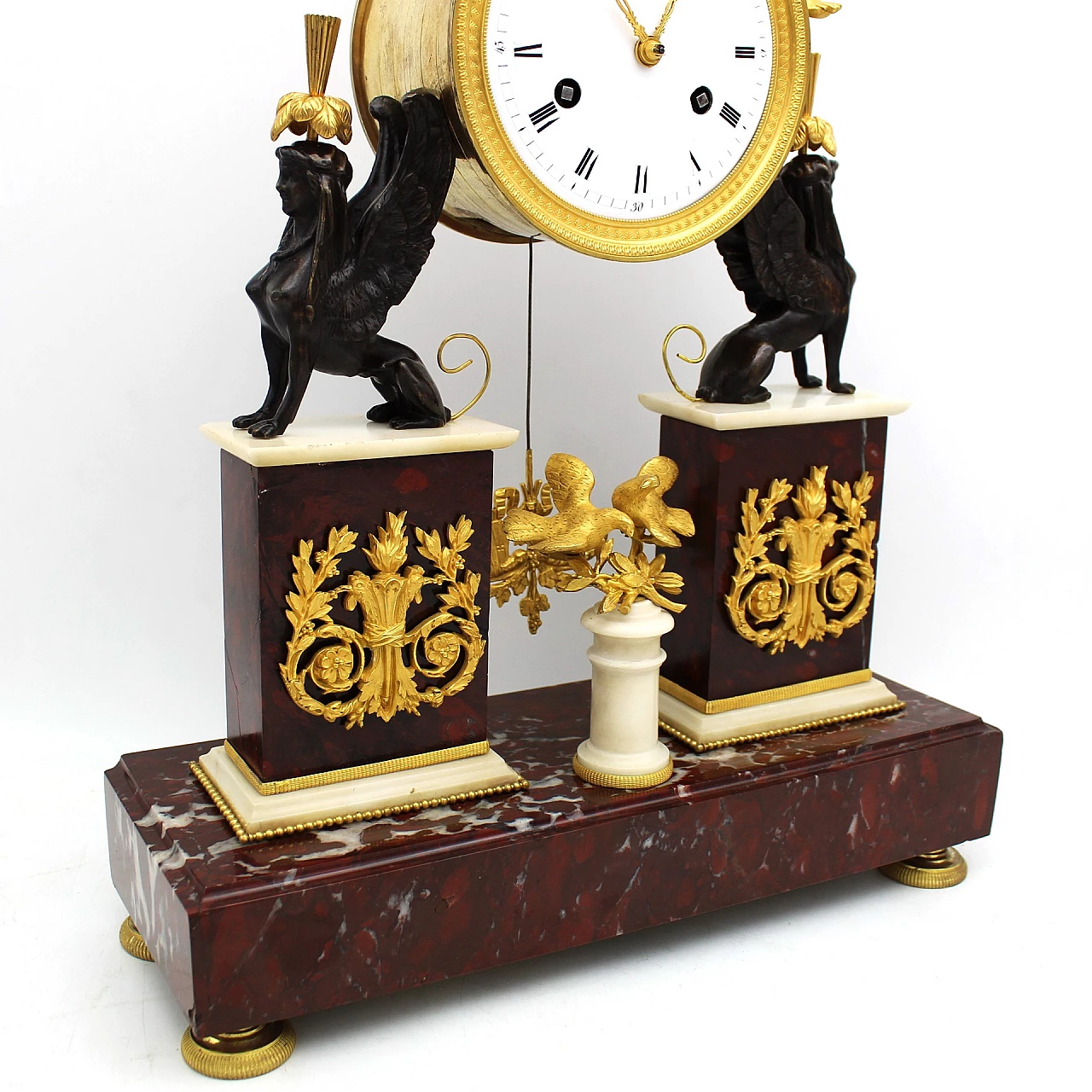 Directoire bronze and marble table pendulum clock, late 18th century 1