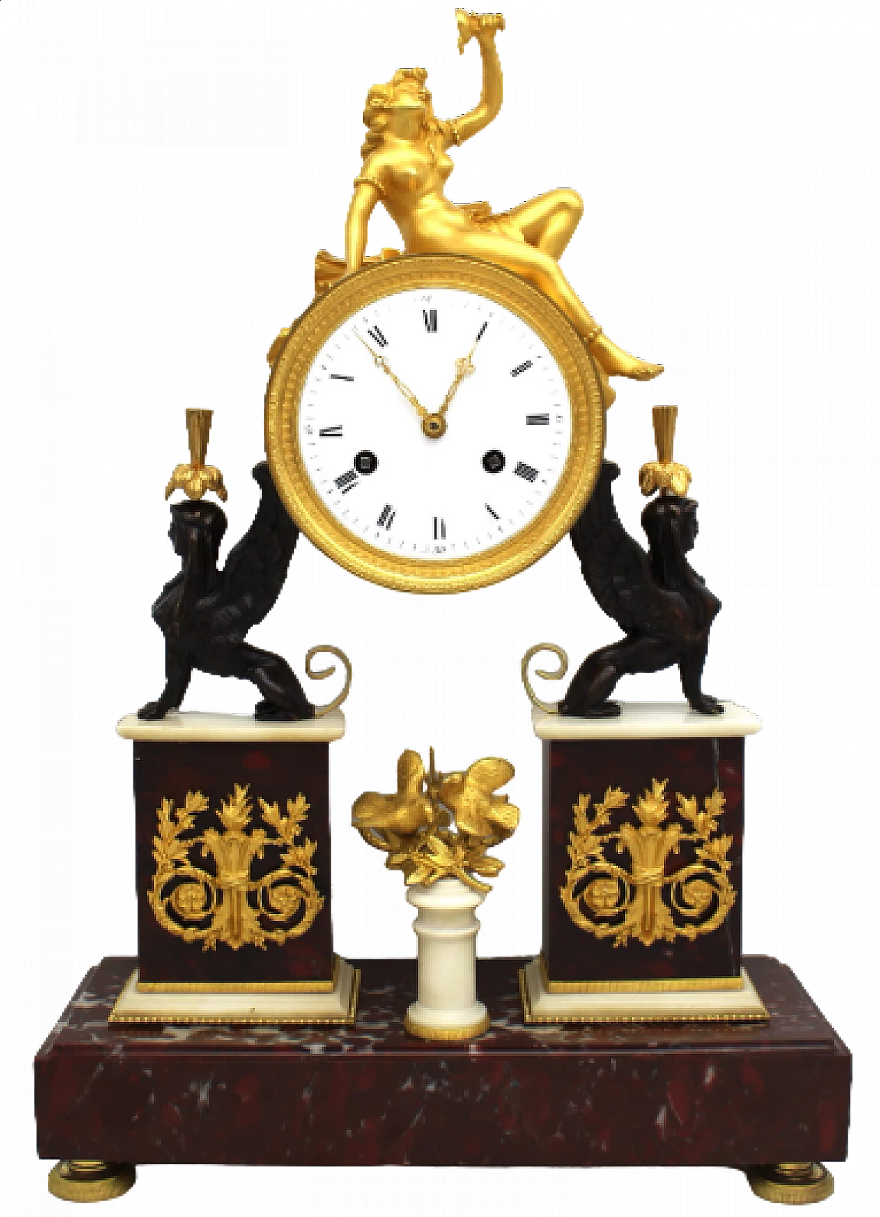 Directoire bronze and marble table pendulum clock, late 18th century 11