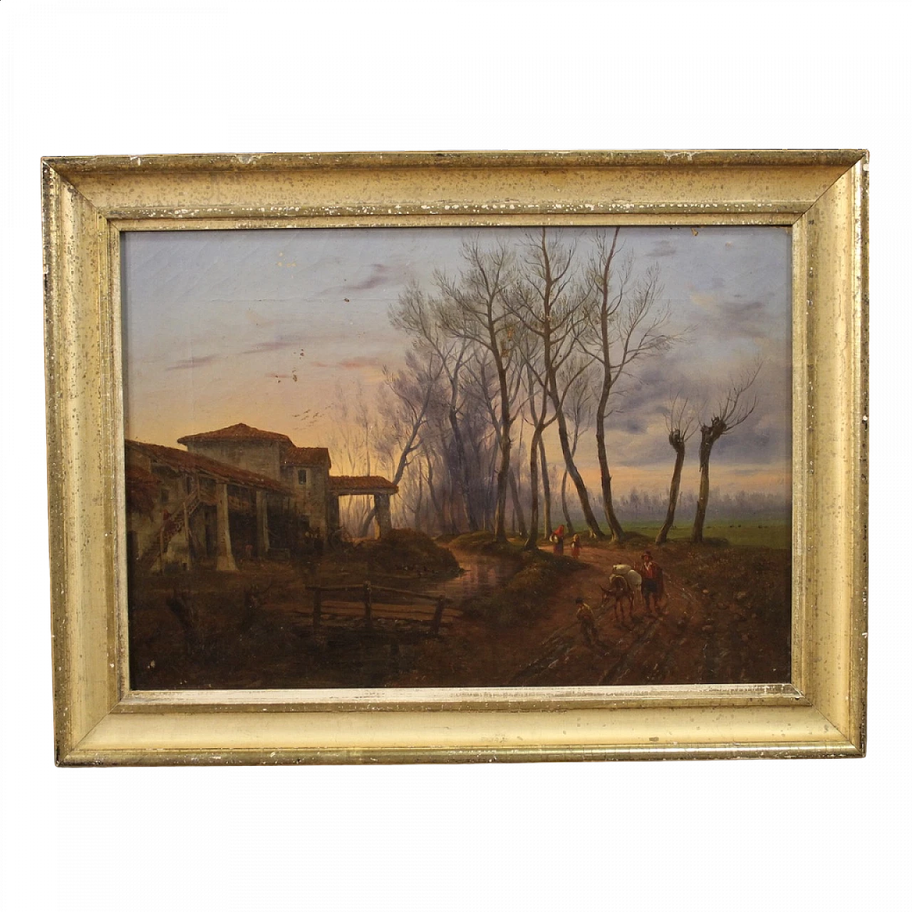 French country landscape painting, oil on canvas, 19th century 16