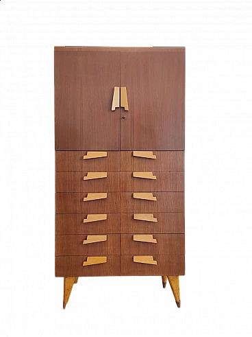 Tall sideboard with drawers and doors in the style of Gio Ponti, 1960s