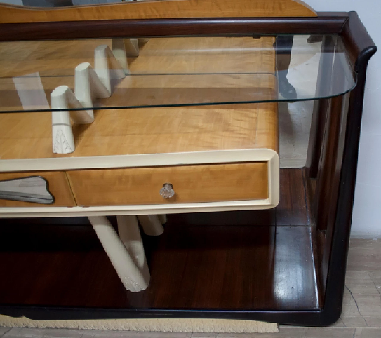 Console with mirror attributed to Osvaldo Borsani, 1950s 3