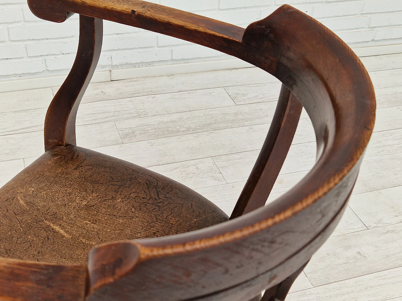 Scandinavian leather and stained oak chairs, 1950s 16