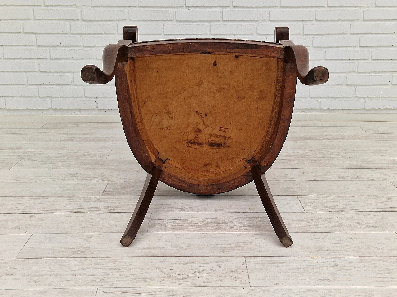 Scandinavian leather and stained oak chairs, 1950s 18