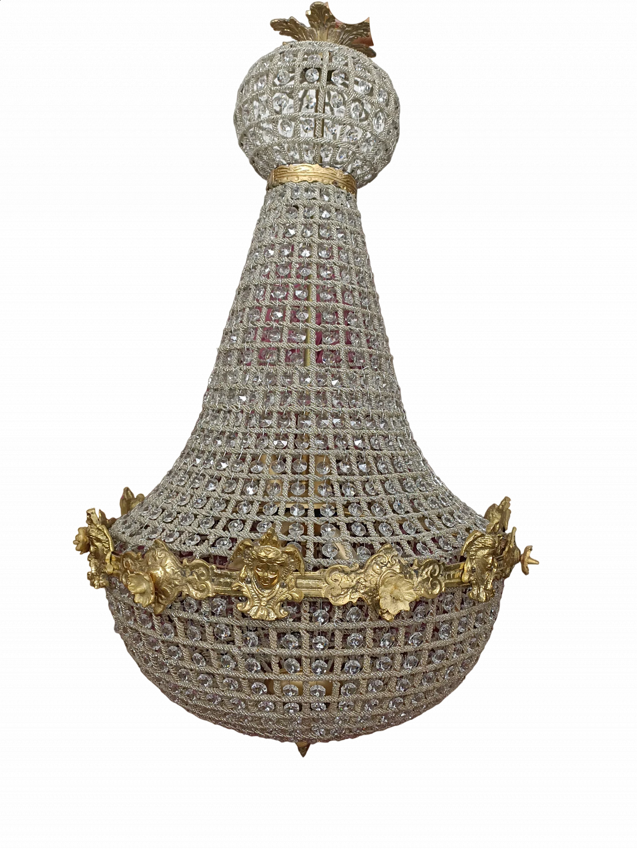 Empire-style glass and bronze chandelier, 1970s 8